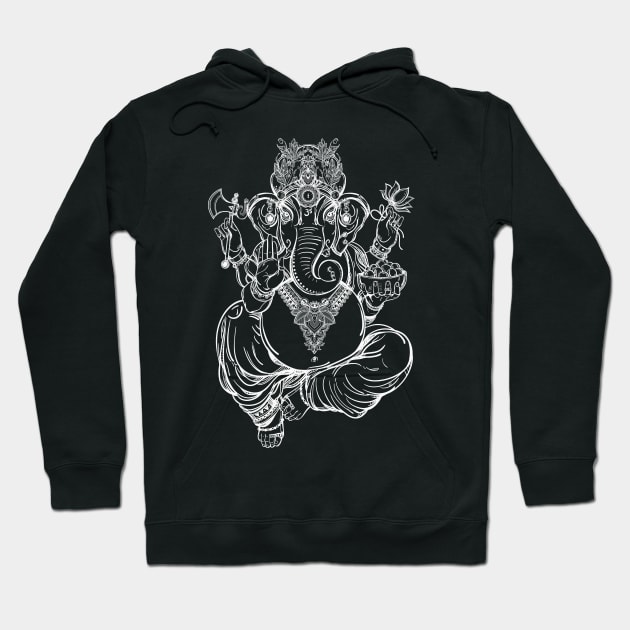 Ganesh: Hindu Spiritual Elephant Lord In Lotus Pose Hoodie by loltshirts